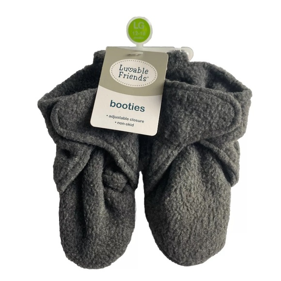 Luvable Friends Non-slip Booties 12-18 Months Charcoal Heather - Picture 2 of 4
